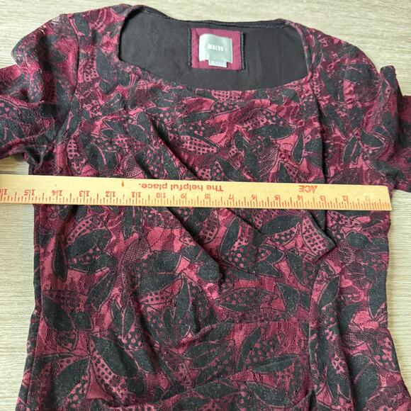 Anthropologie Maeve Elorn Sheath Dress Women 6 Floral Velvet Lace Dark Romance - Picture 6 of 7